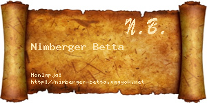 Nimberger Betta névjegykártya